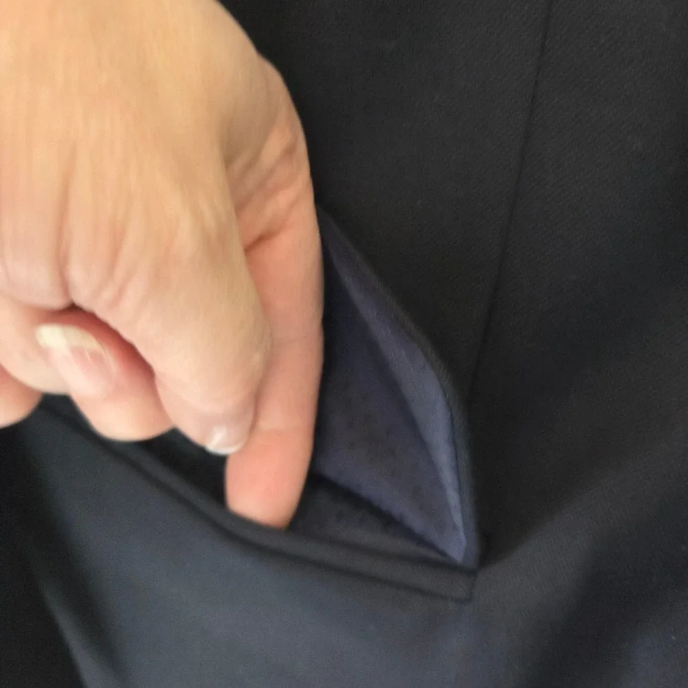 GS Perfect Fit Blazer Men 58L Navy Blue Two Button Gold Crest Buttons Sport Coat